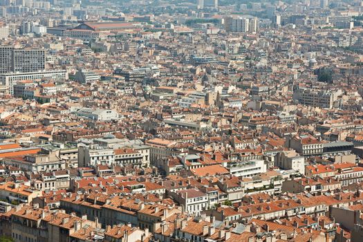 View over the old part of the mediterranean Marseille city, South France, French Provence