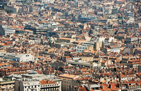 View over the old part of the mediterranean Marseille city, South France, French Provence