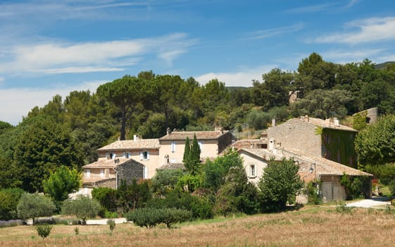 Typical french stone houses in Lourmarin village, Provence, district of Luberon, France