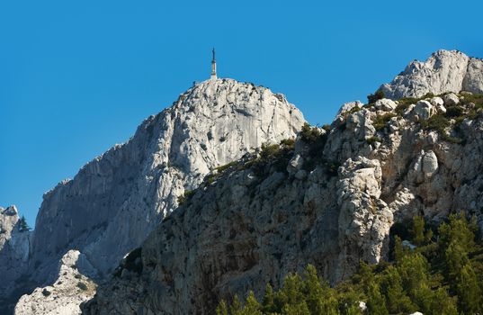 Nature scenery with Saint Victoire mountain near Aix en Provence town, South France