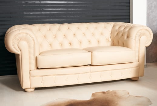 Sofa-bed modern covered with natural leather furniture