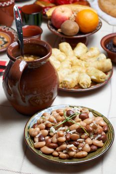 Traditional Bulgarian beans food in Christmas Eve table