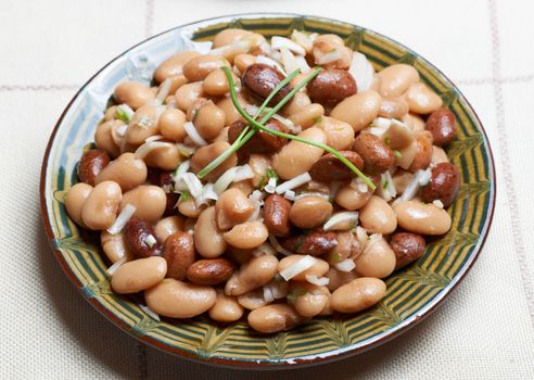 Traditional Bulgarian beans salad with onions