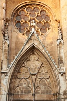 Detail above the main entrance of Saint-saveur cathedral in Aix en Provence, France