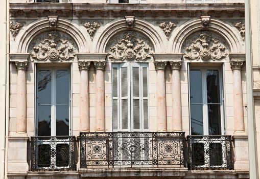 Old window in the old part of Marseille city, France