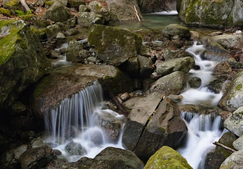 Mountain stream between rocks