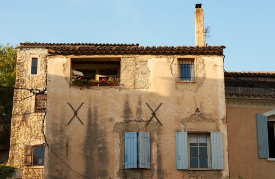 Old traditional Provence house from village of Cucuron, near Aix en Provence, France