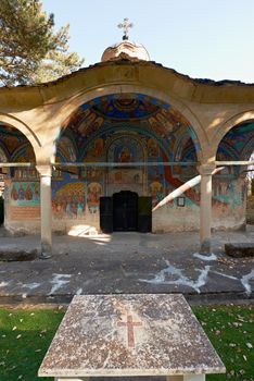 Front facade exterior of the ancient church in batoshevo monastery, Bulgaria