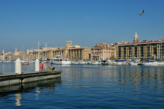 Old harbor of Marseille with boats and yachts