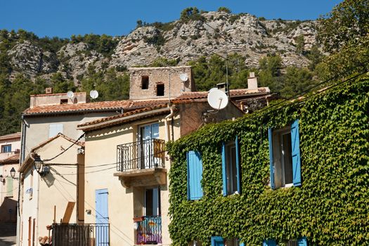 Old traditional houses from French Provence village of Vauvenargues