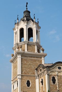 The orthodox church tower in Svishtov town, Bulgaria