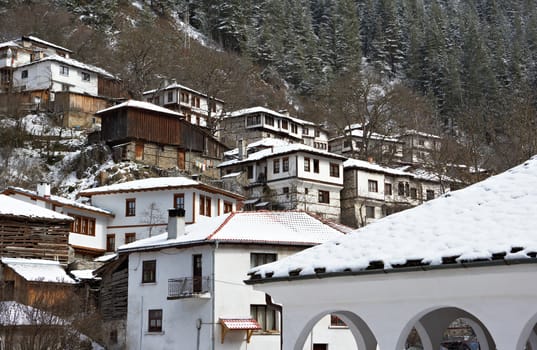 Traditional houses from Shiroka laka village, Bulgaria