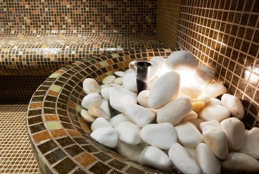 Turkish steam bath detail with stones