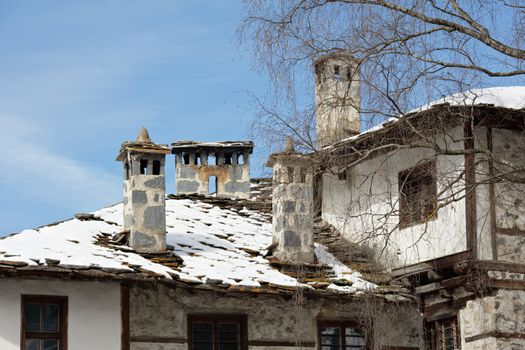 Traditional houses from Shiroka laka village, Bulgaria