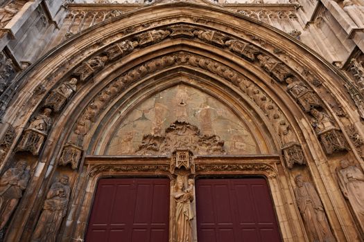 Decoration of a cathedral gate in Aix en Provence, France