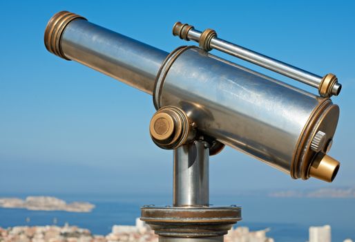 Vintage observation telescope in Marseille, France