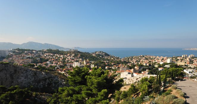 Overview of Marseille city, France