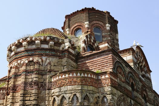 Architecture details from an old church in Nessebar, Bulgaria