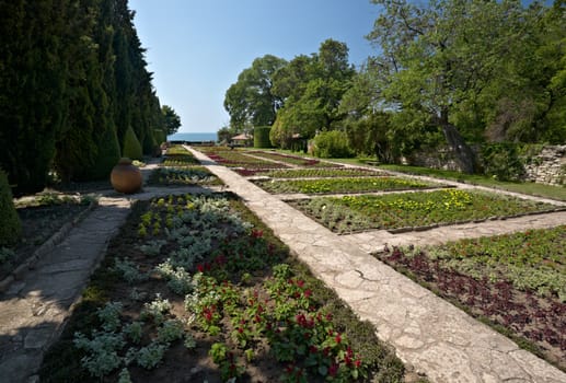 The botanical garden of the Balchik palace in Bulgaria, at the sea coast