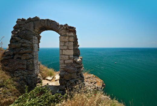 The gate of Kaliakra fortress, remains from the medieval fortress in Bulgaria