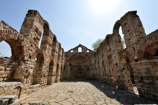 Ruines of an old church in Nessebar town, Bulgaria