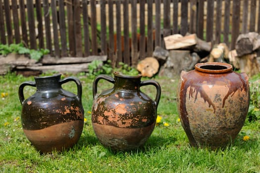 Traditional pottery in a country yard