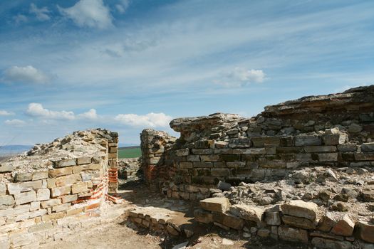 Stone walls in Markelly fortress near the town of Karnobat, Bulgaria