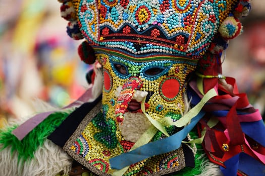 Kukeri traditional mask customs. Unique masquerade tradition from Bulgaria.