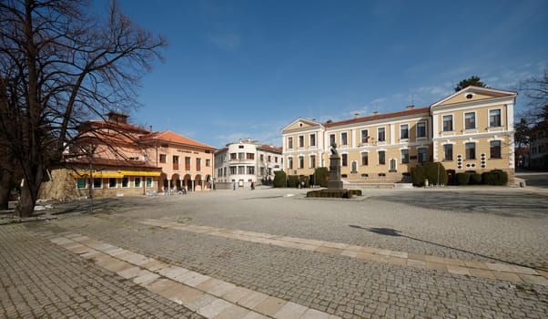Center of Kotel town with the municipality building, Bulgarian town