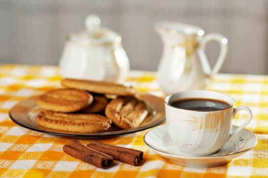 Morning coffee with cinnamon cookies