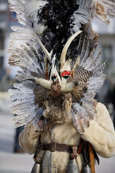 Kukeri traditional mask customs. Unique masquerade tradition from Bulgaria.