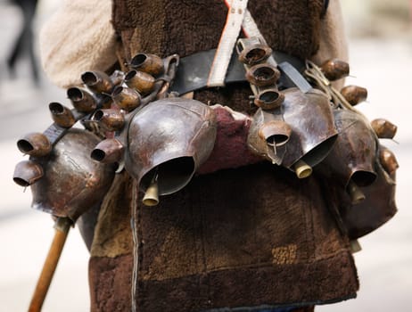 Kukeri traditional mask customs. Unique masquerade tradition from Bulgaria.