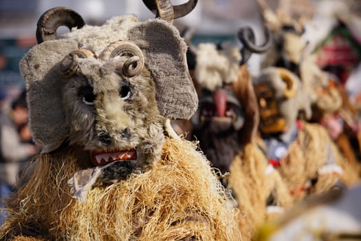 Kukeri traditional mask customs. Unique masquerade tradition from Bulgaria.