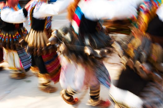 Kukeri traditional mask customs. Unique masquerade tradition from Bulgaria.