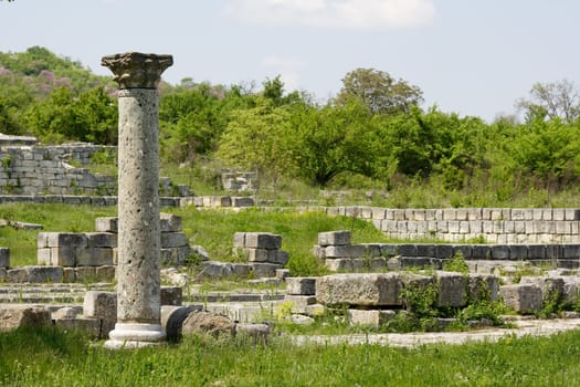 Remains of Preslav fortress, Bulgaria, column with capital