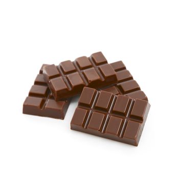 Blocks of Chocolate isolated on white background 