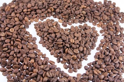 Heart shape made of coffee