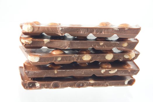 Rows of hazelnut chocolate