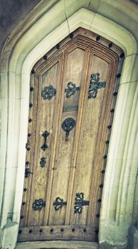 Warped image of a mediveal wooden door