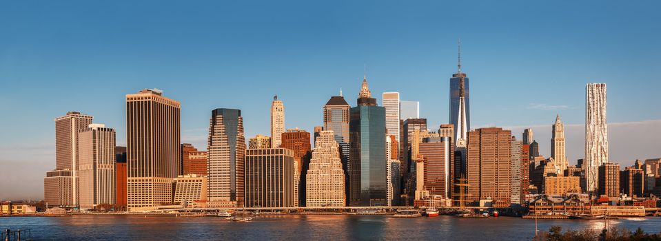 Manhattan. Morning New York City skyline panorama