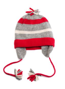 Winter baby striped hat. Isolate on white.