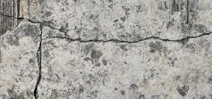 Composition of cracked concrete texture closeup background. 