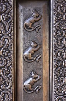 Detail of silver door, Karni Mata Temple, Deshnok, Rajasthan, India