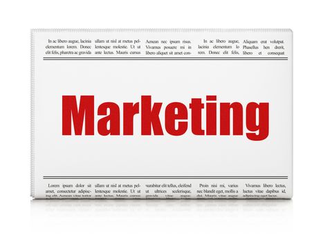 Marketing concept: newspaper headline Marketing on White background, 3d render