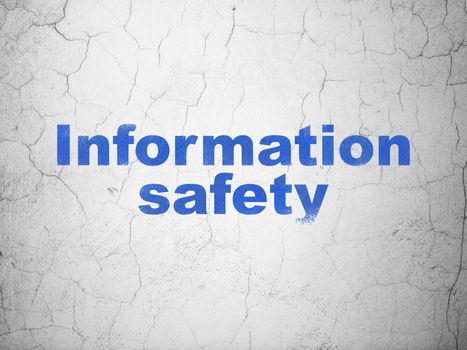 Safety concept: Blue Information Safety on textured concrete wall background, 3d render