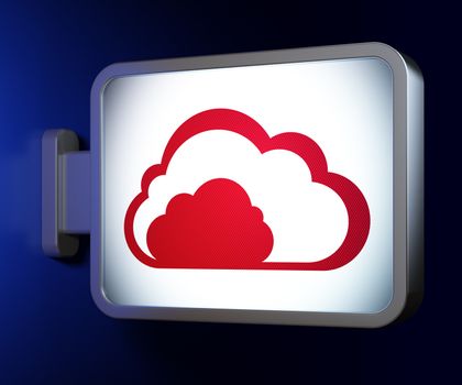 Cloud computing concept: Cloud on advertising billboard background, 3d render