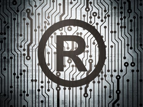 Law concept: circuit board with  Registered icon, 3d render