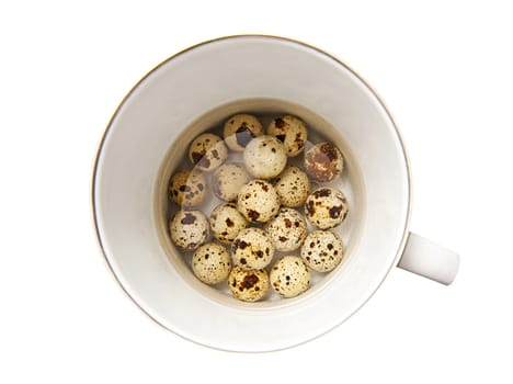 Quail eggs isolated on the white background