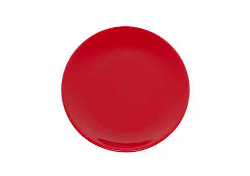 Red plate isolated on the white background