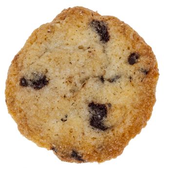 Upper view of a cookie with jam isolated against a white background.